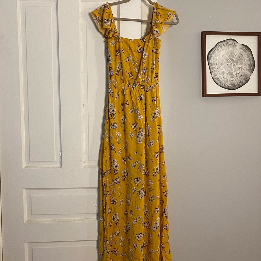 Yellow flowered maxi dress